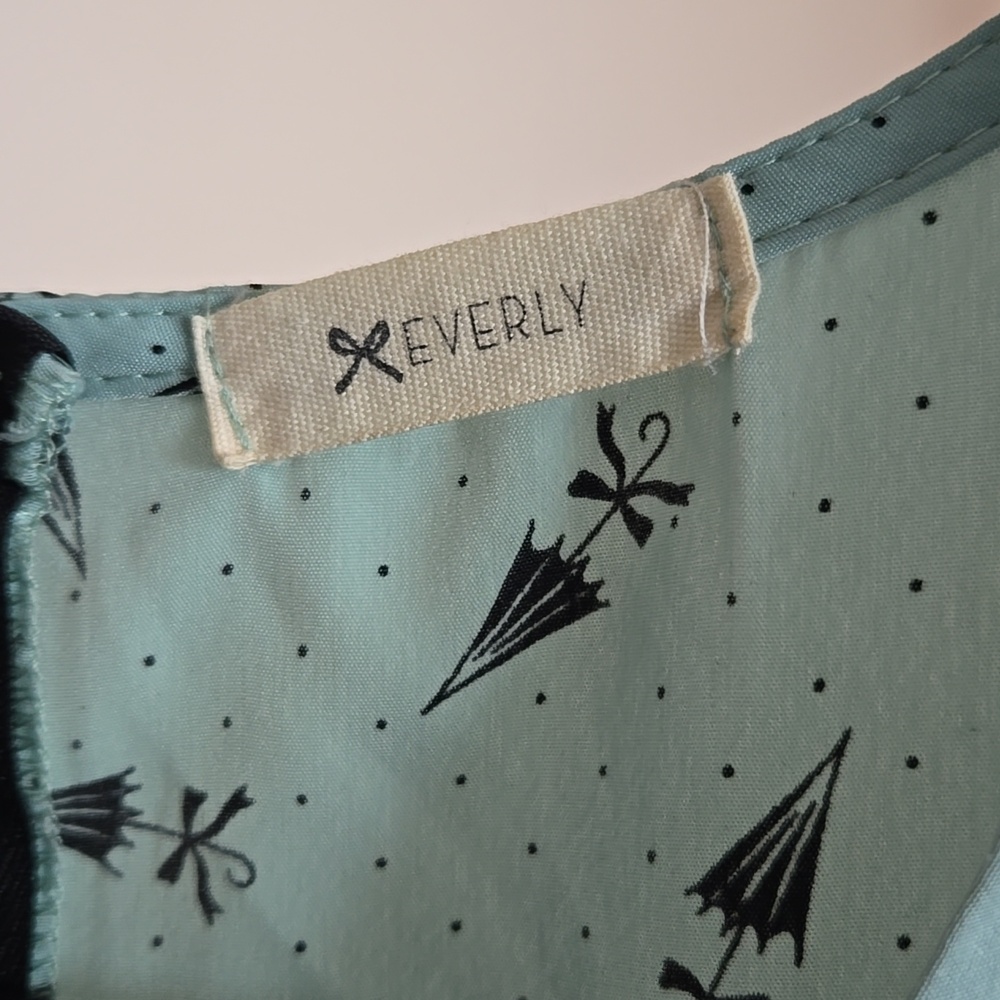 Sleeveless Mint Umbrella Print Everly Fit-and-Flare Dress